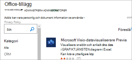 Visar tillägget Datavisualiserare i Excel