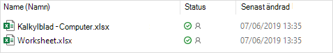OneDrive-fillista som visar en fil som duplicerats med datornamnet tillagt till filnamnet