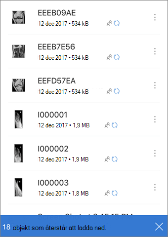 Gränssnittstext som anger filer som väntar på nedladdning