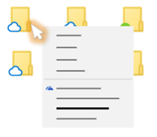 Konceptbild av meny med alternativ när du högerklickar på en OneDrive-fil i Utforskaren
