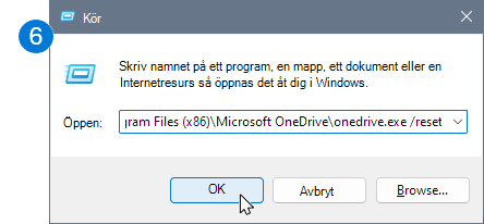 Skärmbild av felmeddelandet där texten kopierades.