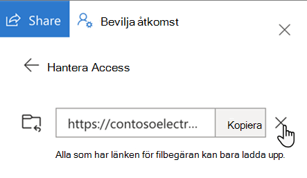 Användargränssnitt för att stoppa åtkomst till filinlämningar