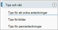 Sidflikar i en OneNote-anteckningsbok