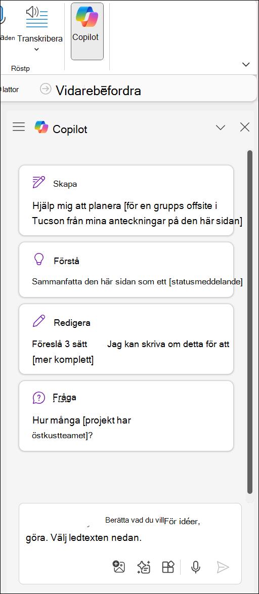 Komma åt Copilot i OneNote-knappen