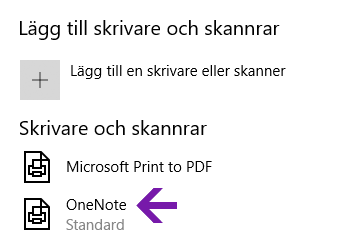 Meny för val av plats för anteckningsbok i OneNote för Windows 10