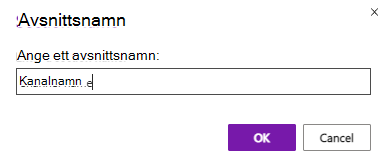 Avsnittet OneNote-kanal