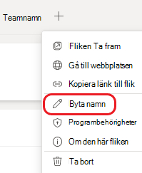 Fliken Byta namn på OneNote