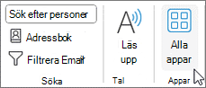 Knappen Alla appar i Outlook för Windows