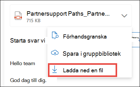 Ladda ned bifogad fil för nya Outlook