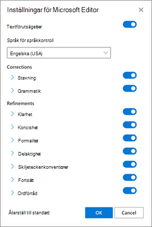 Redigeringsinställningar