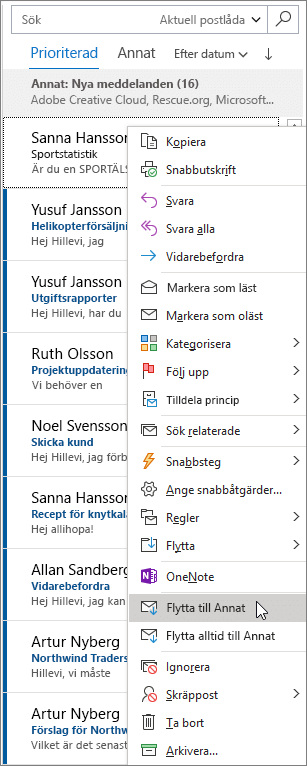 Prioriterad inkorg i Outlook