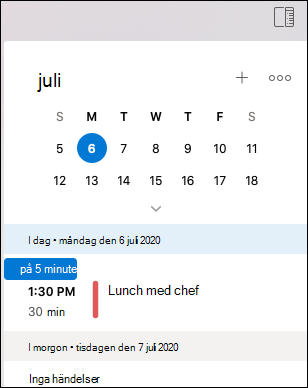 Menyn Min dag för Outlook Mac.