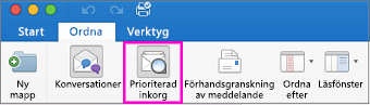 Knappen Prioriterad inkorg på fliken Ordna i menyfliksområdet