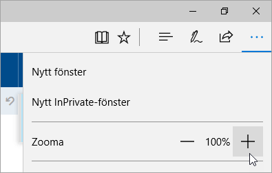 En skärmbild av menyn Inställningar och mer i Microsoft Edge