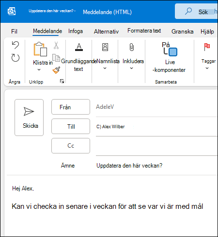 Nytt meddelande i Outlook