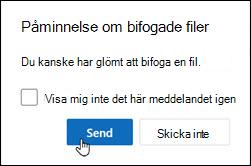 nytt fönster för påminnelse om bifogade filer i Outlook