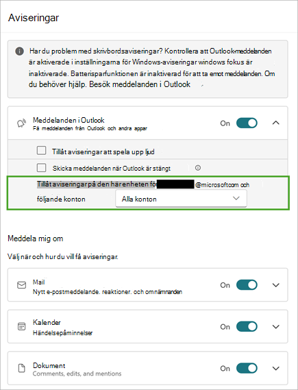Välj Visa om du vill se fler meddelandealternativ
