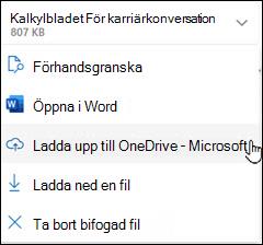nytt Outlook-fönster för uppladdning till OneDrive