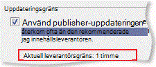 Inställning för uppdateringsgräns för RSS-feed