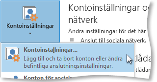 Kommandot Kontoinställningar i Backstage-vyn