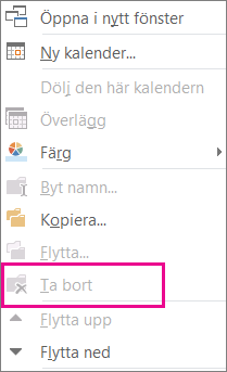 Kommandot Ta bort är nedtonat