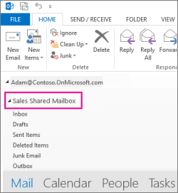 Delad postlåda visas i mapplistan i Outlook