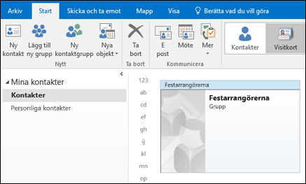 Dubbelklicka på en kontaktgrupp för att lägga till medlemmar.