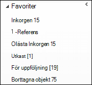 Favoriter högst upp i navigeringsfönstret