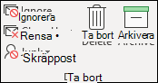 Ignorera, rensa, ta bort, arkivera