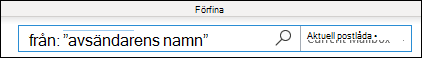 Sök efter avsändarens namn
