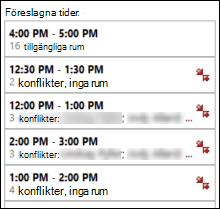 Föreslagna tider