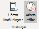 Arbeta offline är markerat