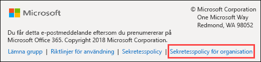 Office 365 meddelandefot för gästens välkomstmeddelande