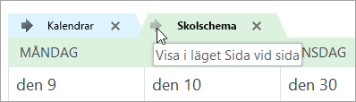 Klicka på pilen Visa i sida vid sida-läge