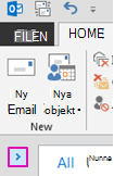Klicka på pilen för att expandera mappfönstret.