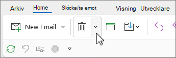 Nedåtpil för rensningskonversation markerad