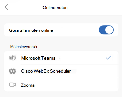 Välj standardleverantör i Outlook för iOS