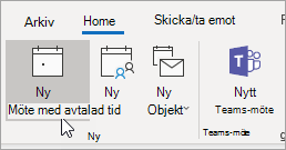 En skärmbild av knappen Ny avtalad tid