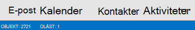 Fliken Kontakter finns längst ned på Outlook-skärmen.