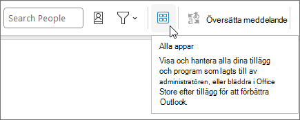 Ikonen Alla appar i en dold menyflikslayout i Outlook i Windows.