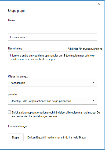 Skapa en grupp