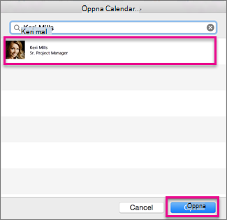 Öppna en delad kalender