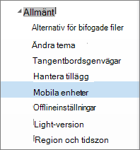 Allmänna > mobila enheter