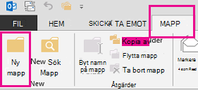 Klicka på Ny mapp på fliken Mapp.