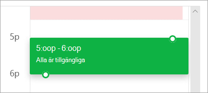 En skärmbild av schemaläggningsrutnätet