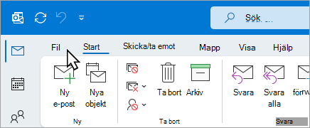 Välj Arkiv i menyfliksområdet