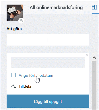 Välj Ange förfallodatum i det nya uppgiftsformuläret