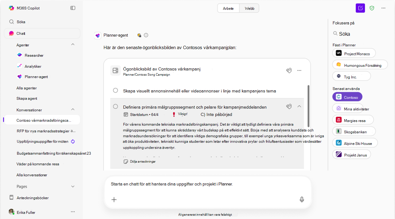 Skärmbild som visar planväljaren.