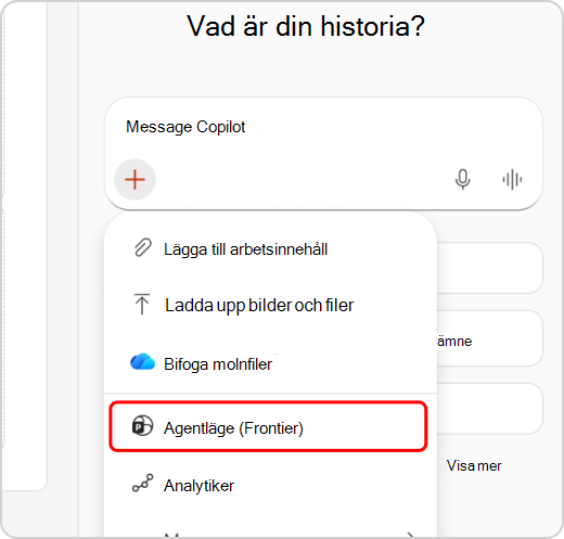 Agentläge markerat i listrutemenyn