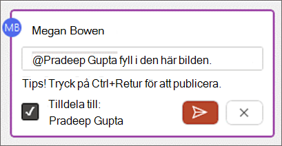 Kryssrutan Tilldela till i kommentarens brödtext.